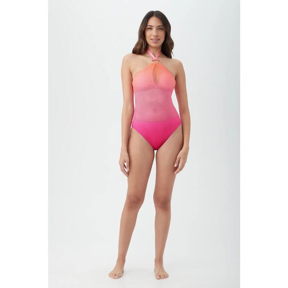 NWT! Trina Turk Opal Crochet High Neck One Piece Swimsuit - Size 8 - Picture 2 of 8